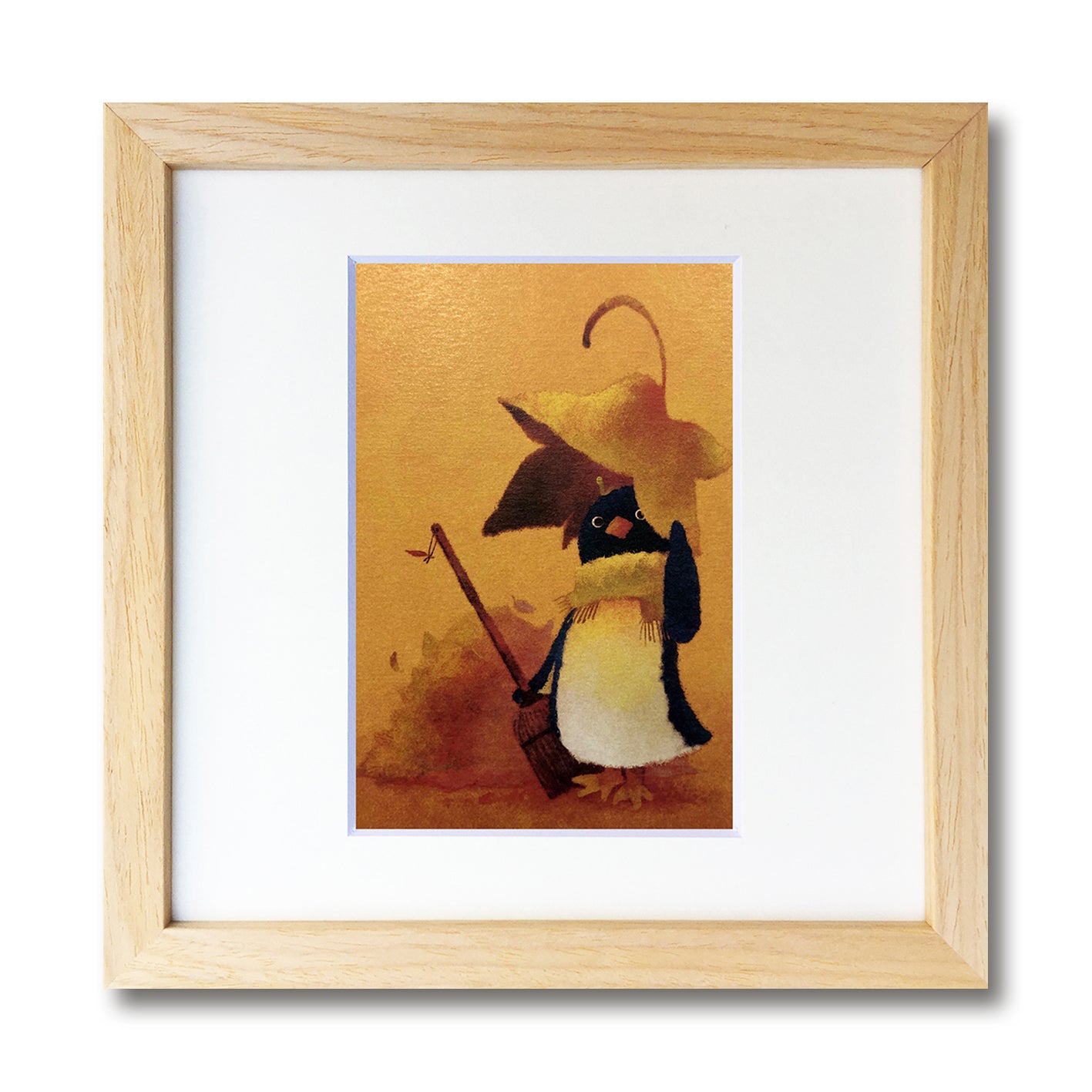 ペンギン 落ち葉かき